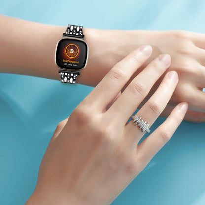 Metal Og Rhinsten Universal Rem passer til Fitbit Sense 2 / Fitbit Versa 4 - Sort#serie_1