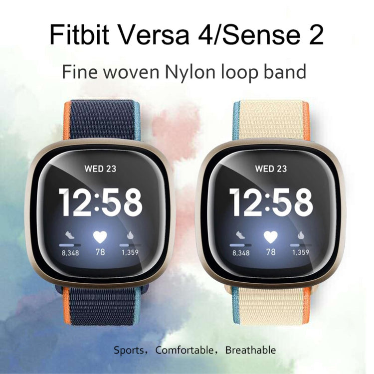 Kønt Nylon Universal Rem passer til Fitbit Versa 4 / Fitbit Sense 2 - Sort#serie_10