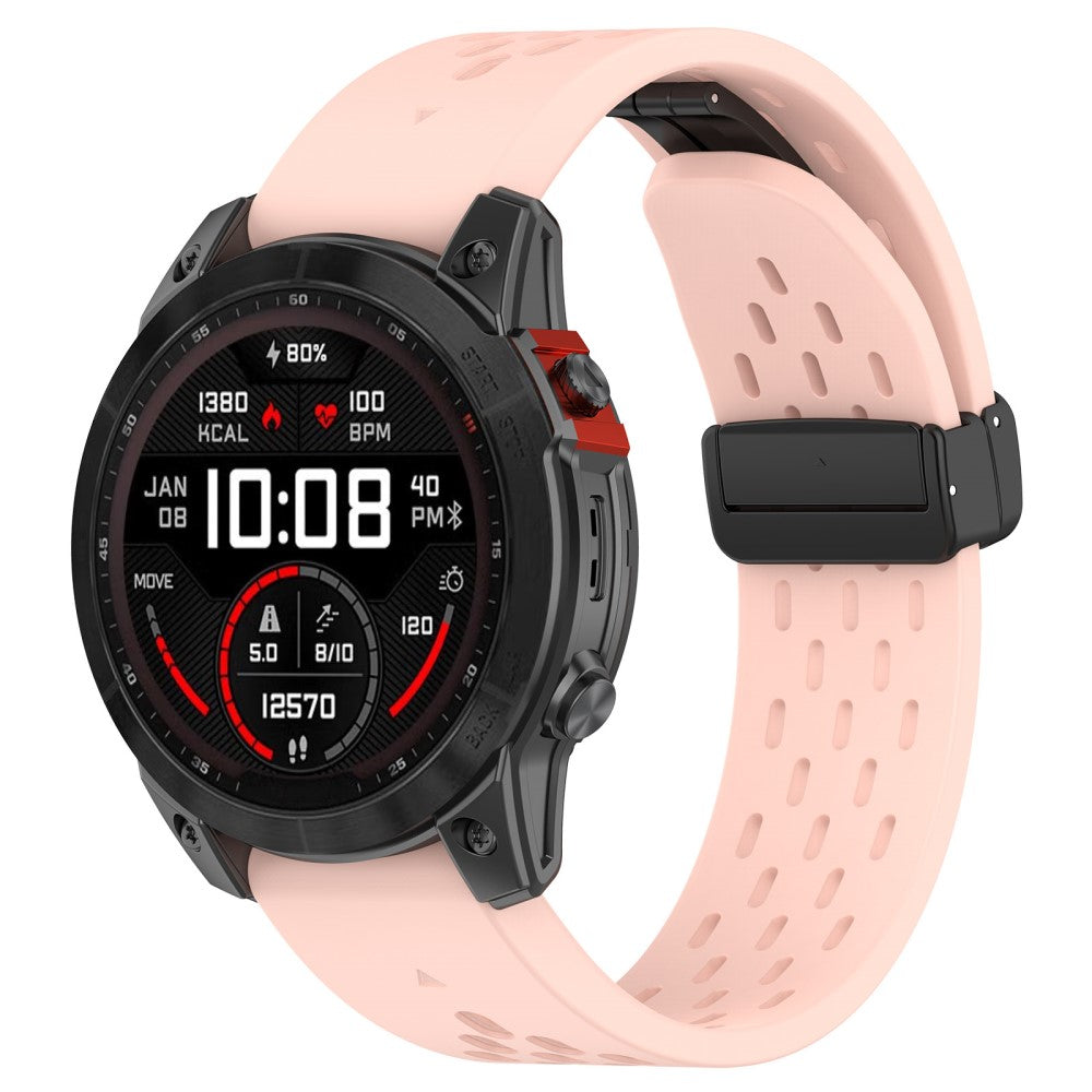 Glimrende Metal Og Silikone Universal Rem passer til Smartwatch - Pink#serie_6