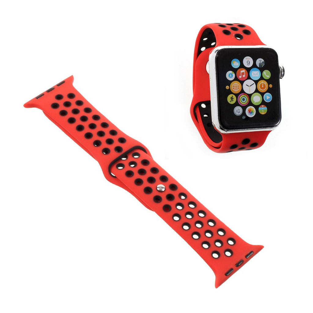 Helt vildt pænt Apple Watch Series 1-3 38mm Silikone Rem - Rød#serie_5