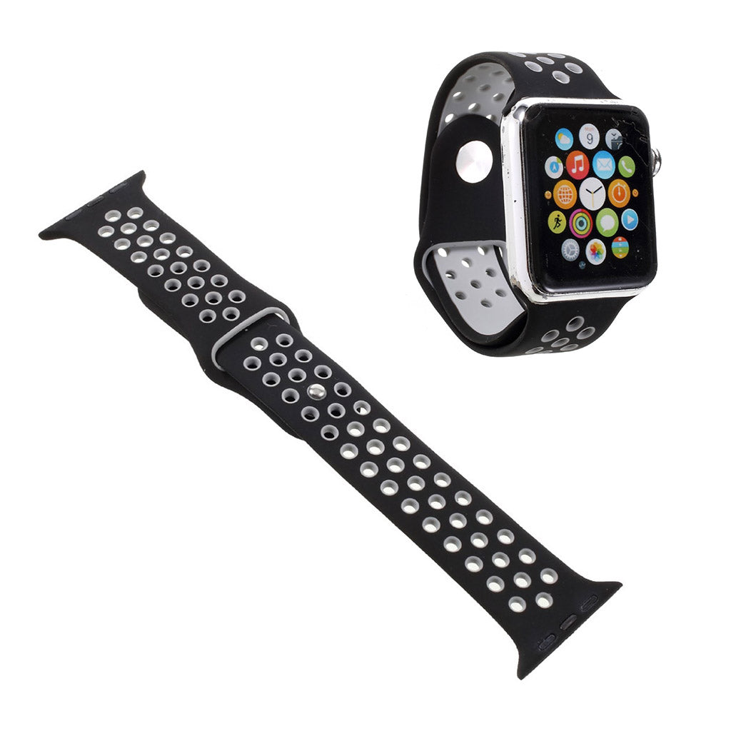 Helt vildt pænt Apple Watch Series 1-3 38mm Silikone Rem - Sort#serie_9