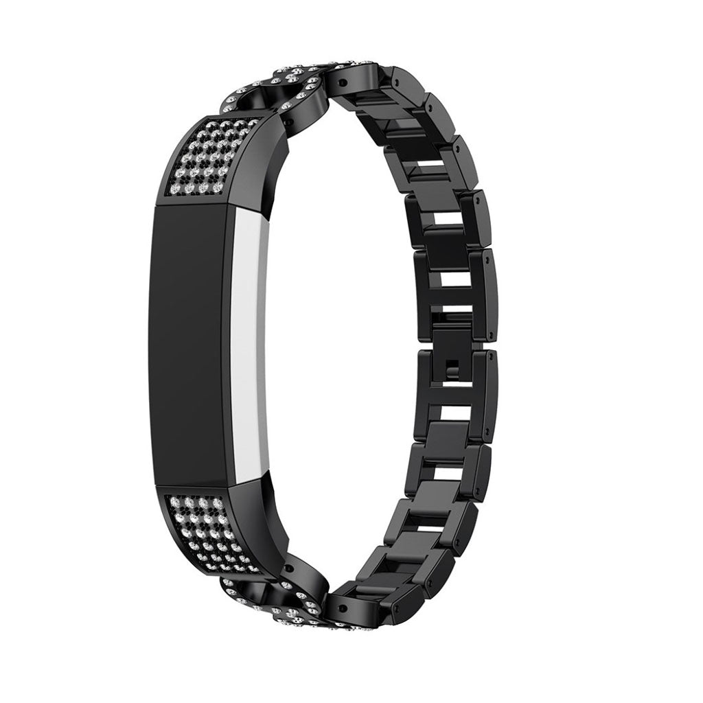 Meget nydelig Fitbit Alta HR Metal og Rhinsten Rem - Sort#serie_4