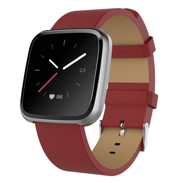 Kønt Fitbit Versa Lite Ægte læder Rem - Rød#serie_3