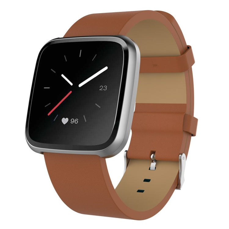 Kønt Fitbit Versa Lite Ægte læder Rem - Brun#serie_5