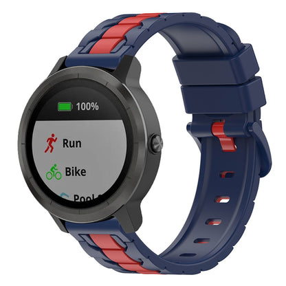 Dual color silicone watch strap for Garmin and Samsung watch - Navy Blue / Red#serie_3