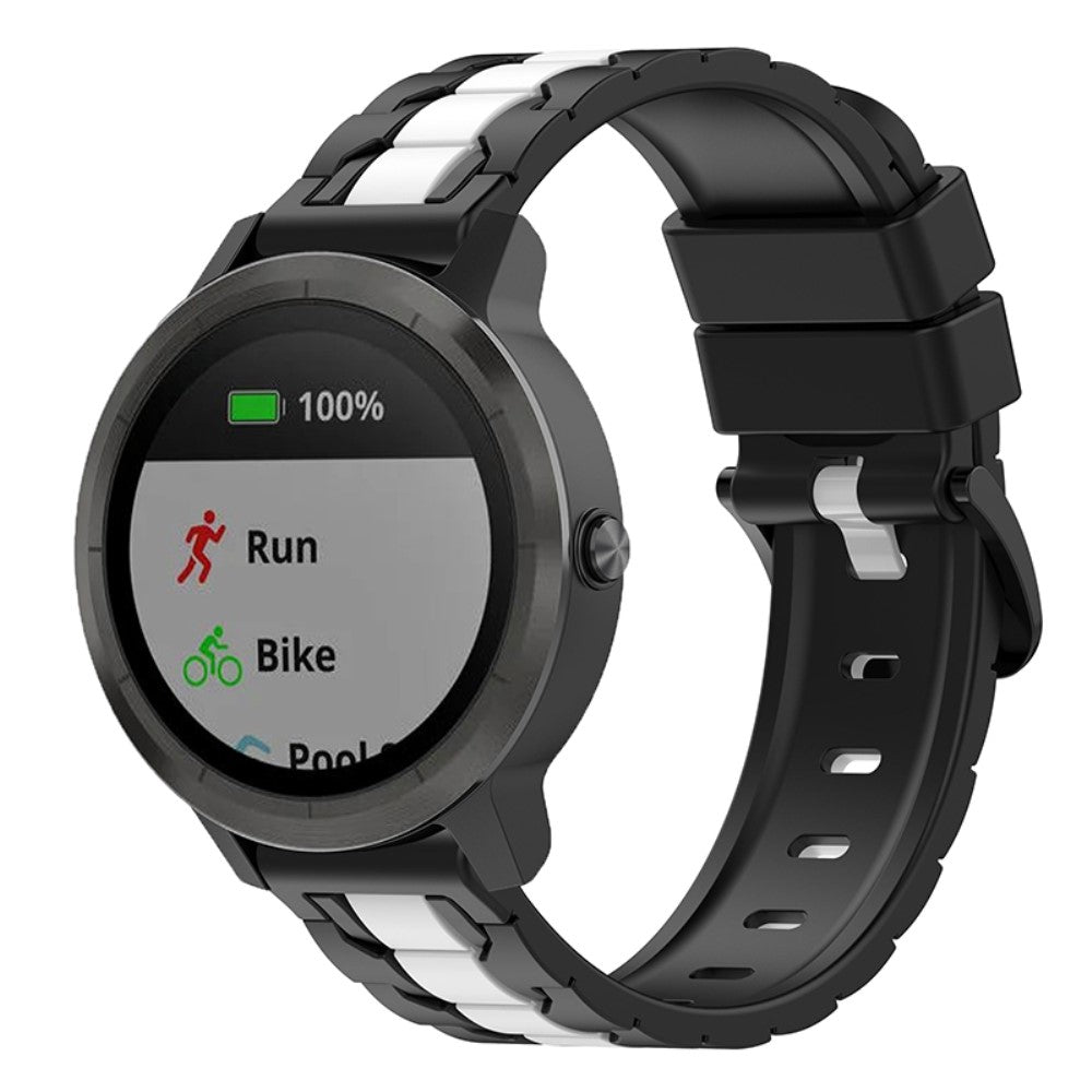 Dual color silicone watch strap for Garmin and Samsung watch - Black / White#serie_4
