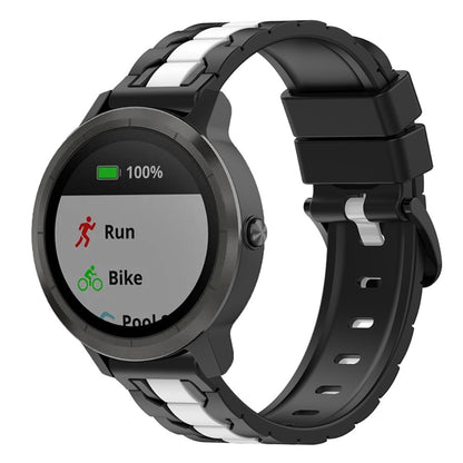 Dual color silicone watch strap for Garmin and Samsung watch - Black / White#serie_4