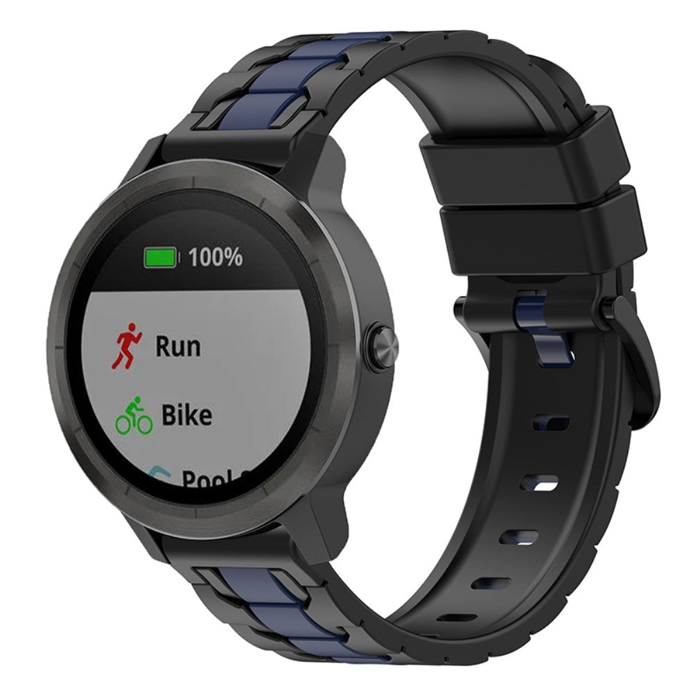 Dual color silicone watch strap for Garmin and Samsung watch - Black / Navy Blue#serie_5