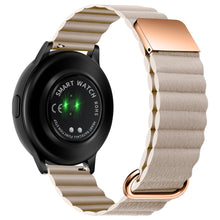 22mm Universal litchi style genuine leather watch strap - Rose Gold Buckle / Khaki#serie_1