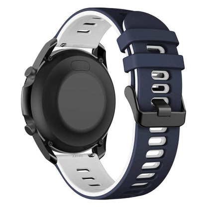 22mm Universal dual color silicone watch strap - Midnight Blue / White#serie_10