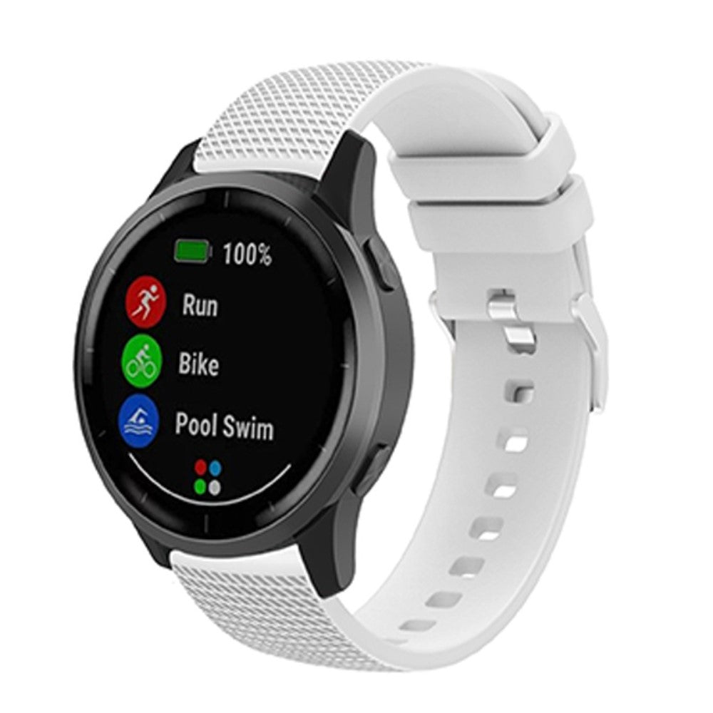 22mm Universal grid style silicone watch strap - White#serie_10