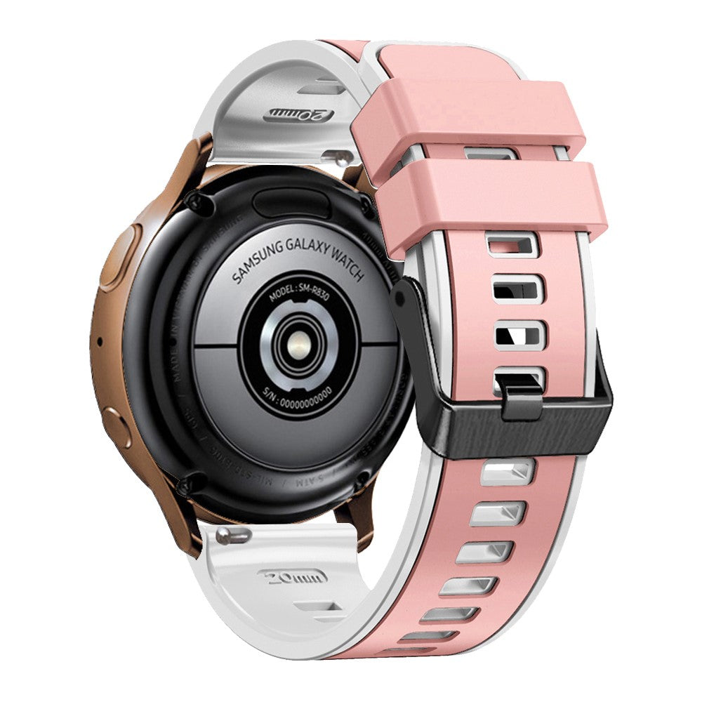 22mm Universal dual color silicone strap - Pink / White#serie_11