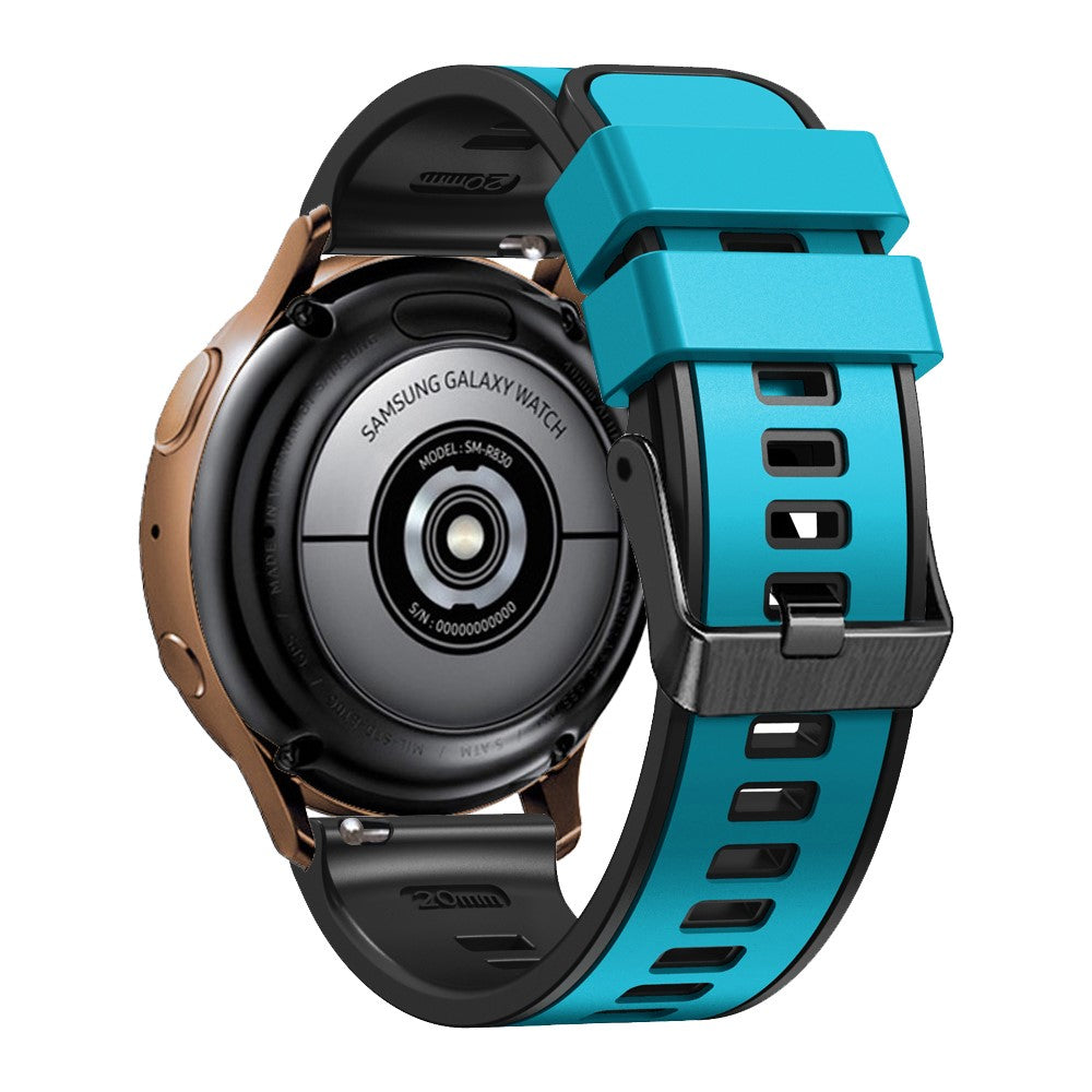22mm Universal dual color silicone strap - Sky Blue / Black#serie_13