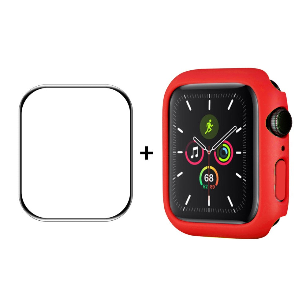 Fint Apple Watch Series 7 41mm Cover med Skærmbeskytter i Hærdet Glas - Rød#serie_1