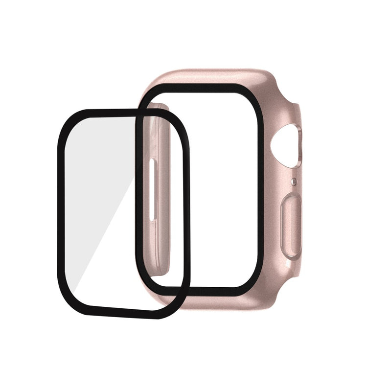 Mega Fint Apple Watch Series 7 41mm Cover med Skærmbeskytter i Plastik og Hærdet Glas - Pink#serie_10