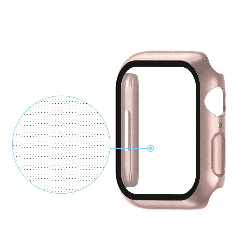 Mega Fint Apple Watch Series 7 41mm Cover med Skærmbeskytter i Plastik og Hærdet Glas - Pink#serie_10