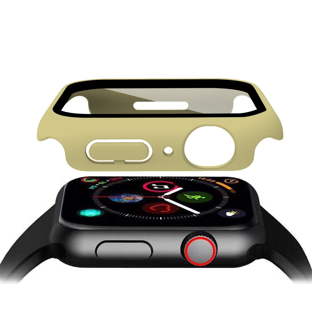 Mega Fint Apple Watch Series 7 41mm Cover med Skærmbeskytter i Plastik og Hærdet Glas - Gul#serie_11