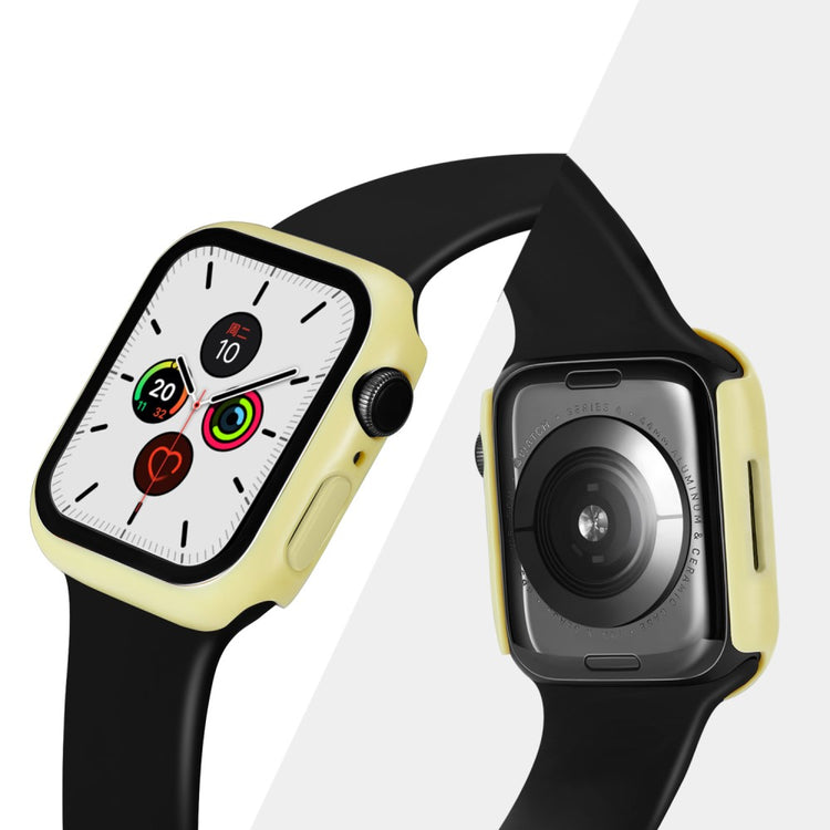 Mega Fint Apple Watch Series 7 41mm Cover med Skærmbeskytter i Plastik og Hærdet Glas - Gul#serie_11