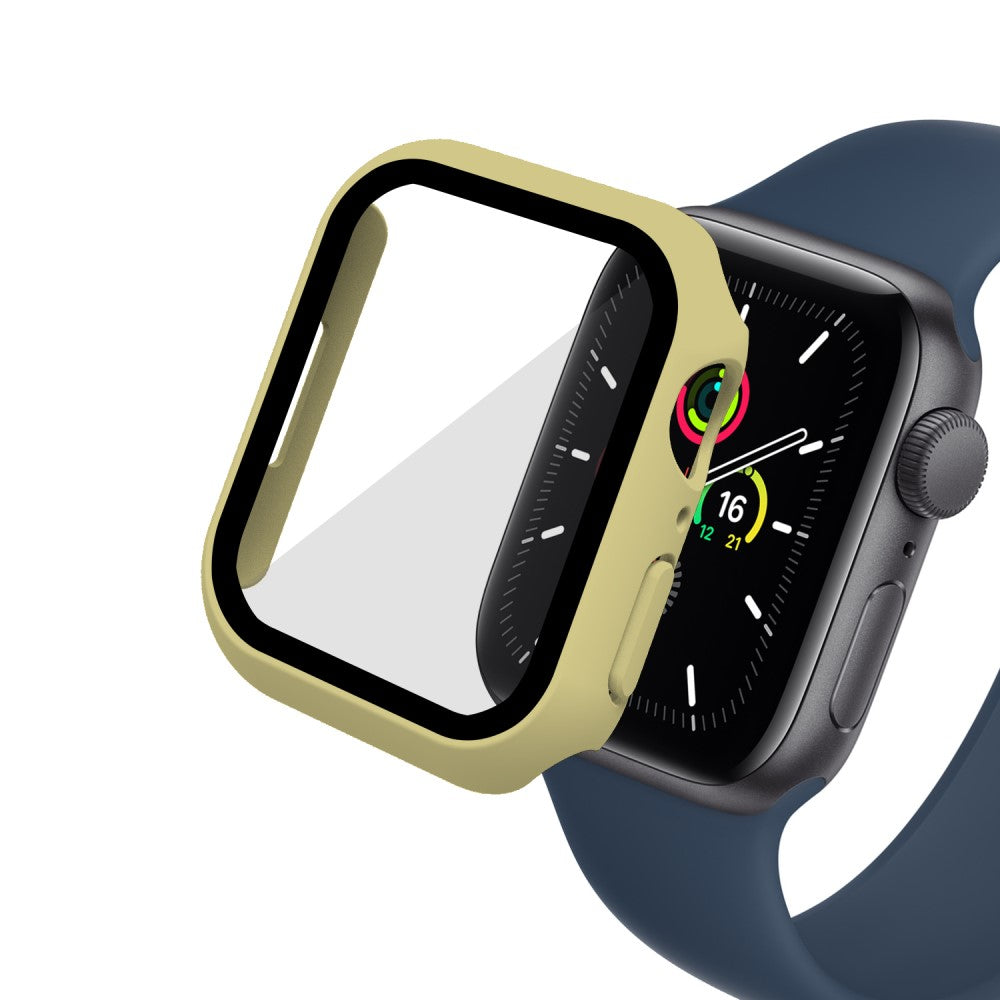 Mega Fint Apple Watch Series 7 41mm Cover med Skærmbeskytter i Plastik og Hærdet Glas - Gul#serie_11