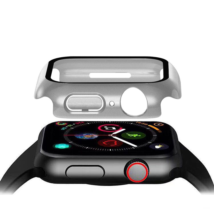 Mega Fint Apple Watch Series 7 41mm Cover med Skærmbeskytter i Plastik og Hærdet Glas - Sølv#serie_12