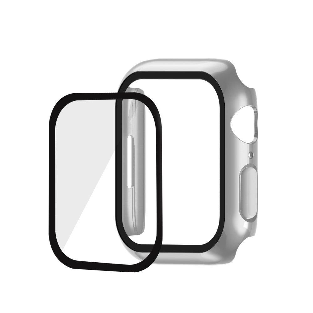 Mega Fint Apple Watch Series 7 41mm Cover med Skærmbeskytter i Plastik og Hærdet Glas - Sølv#serie_12