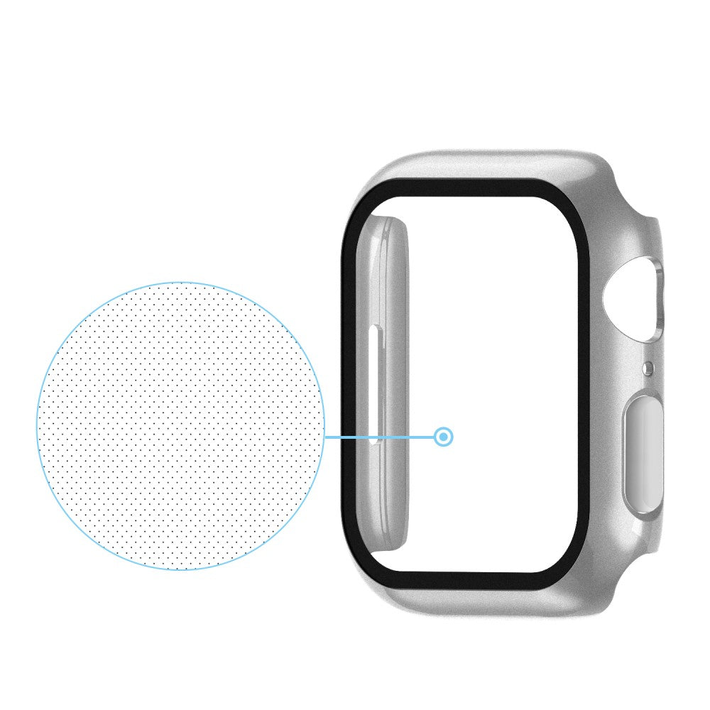 Mega Fint Apple Watch Series 7 41mm Cover med Skærmbeskytter i Plastik og Hærdet Glas - Sølv#serie_12