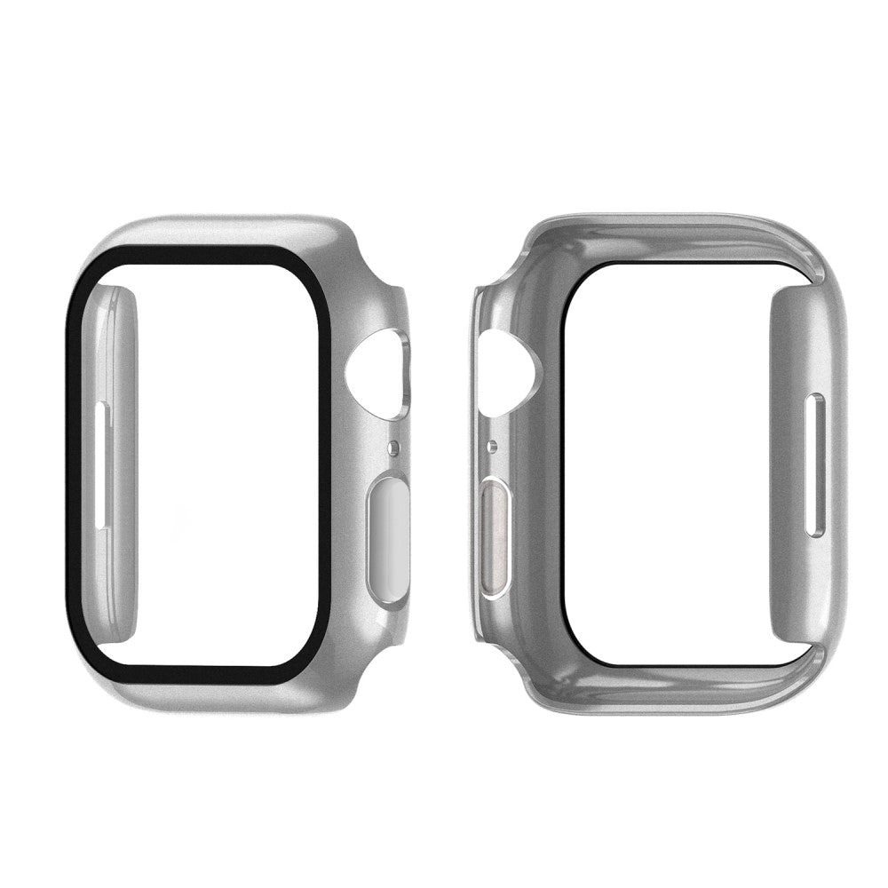 Mega Fint Apple Watch Series 7 41mm Cover med Skærmbeskytter i Plastik og Hærdet Glas - Sølv#serie_12