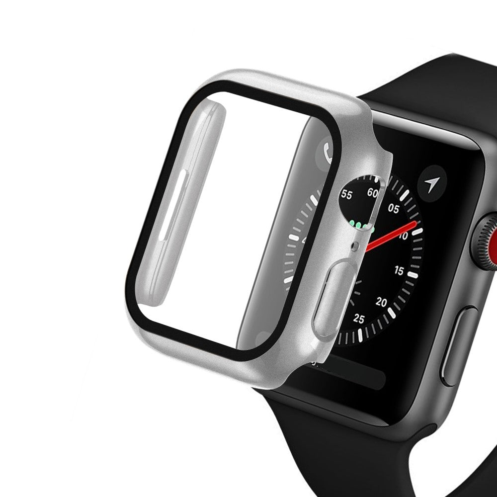 Mega Fint Apple Watch Series 7 41mm Cover med Skærmbeskytter i Plastik og Hærdet Glas - Sølv#serie_12