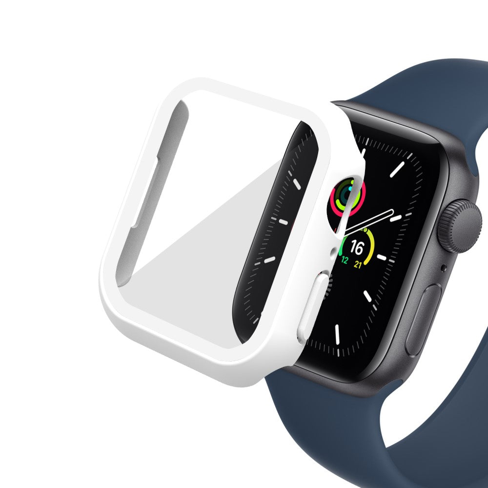 Mega Fint Apple Watch Series 7 41mm Cover med Skærmbeskytter i Plastik og Hærdet Glas - Hvid#serie_3