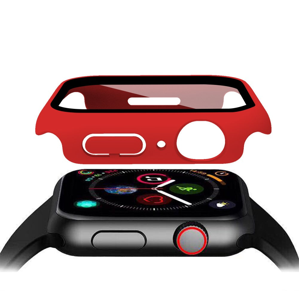 Mega Fint Apple Watch Series 7 41mm Cover med Skærmbeskytter i Plastik og Hærdet Glas - Rød#serie_8