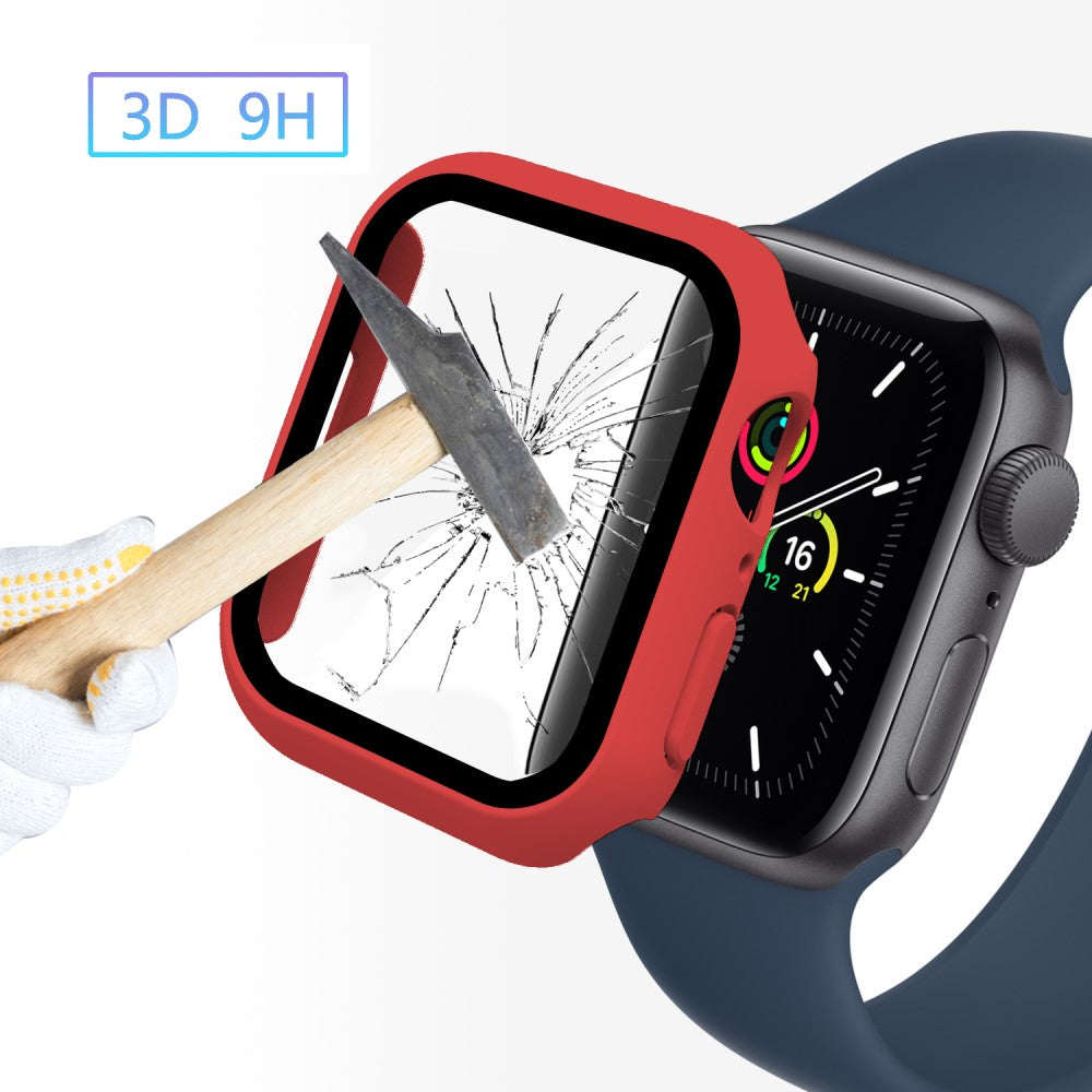 Mega Fint Apple Watch Series 7 41mm Cover med Skærmbeskytter i Plastik og Hærdet Glas - Rød#serie_8