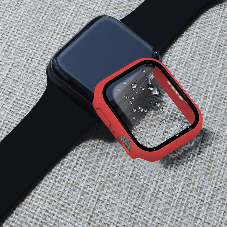 Mega Fint Apple Watch Series 7 41mm Cover med Skærmbeskytter i Plastik og Hærdet Glas - Rød#serie_8