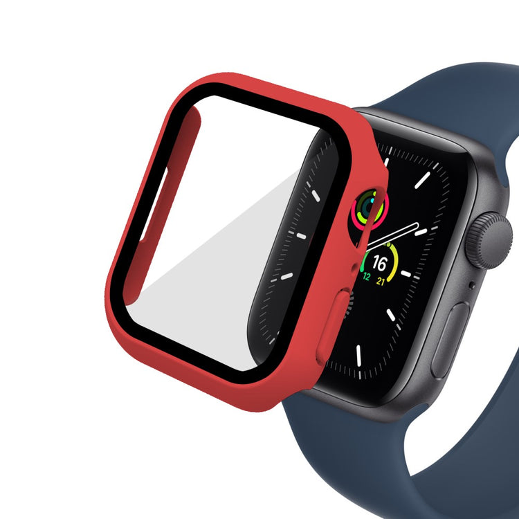 Mega Fint Apple Watch Series 7 41mm Cover med Skærmbeskytter i Plastik og Hærdet Glas - Rød#serie_8