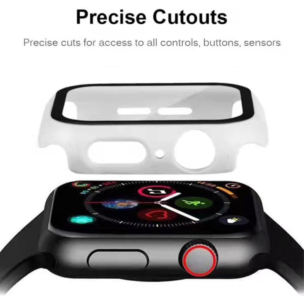 Mega Fed Apple Watch Series 7 41mm Cover med Skærmbeskytter i Plastik og Hærdet Glas - Hvid#serie_2