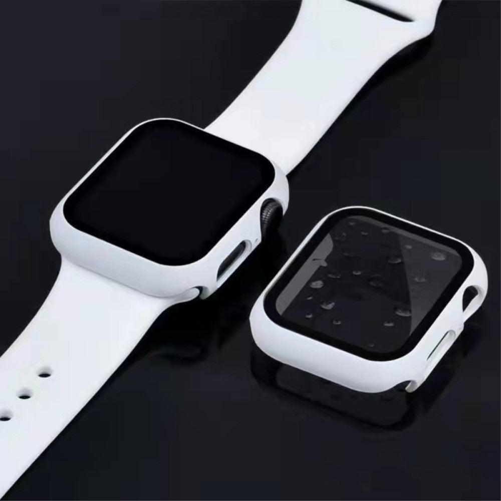 Mega Fed Apple Watch Series 7 41mm Cover med Skærmbeskytter i Plastik og Hærdet Glas - Hvid#serie_2