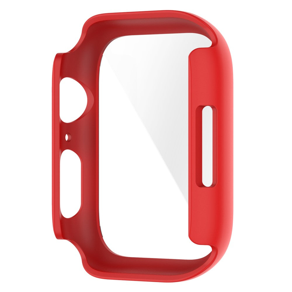 Fint Apple Watch Series 7 41mm Cover med Skærmbeskytter i Plastik og Hærdet Glas - Rød#serie_4