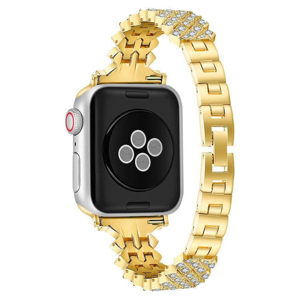 Smuk Apple Watch Series 7 41mm Metal og Rhinsten Rem - Guld#serie_2