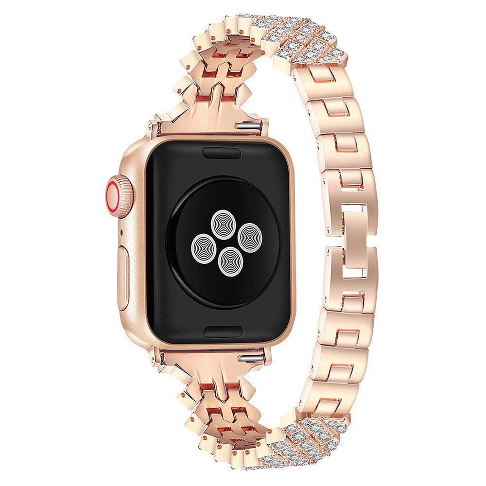 Smuk Apple Watch Series 7 41mm Metal og Rhinsten Rem - Pink#serie_3