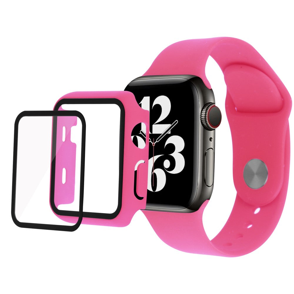 Apple Watch Series 7 41mm Silikone Cover med Rem og Hærdet Glas - Pink#serie_10