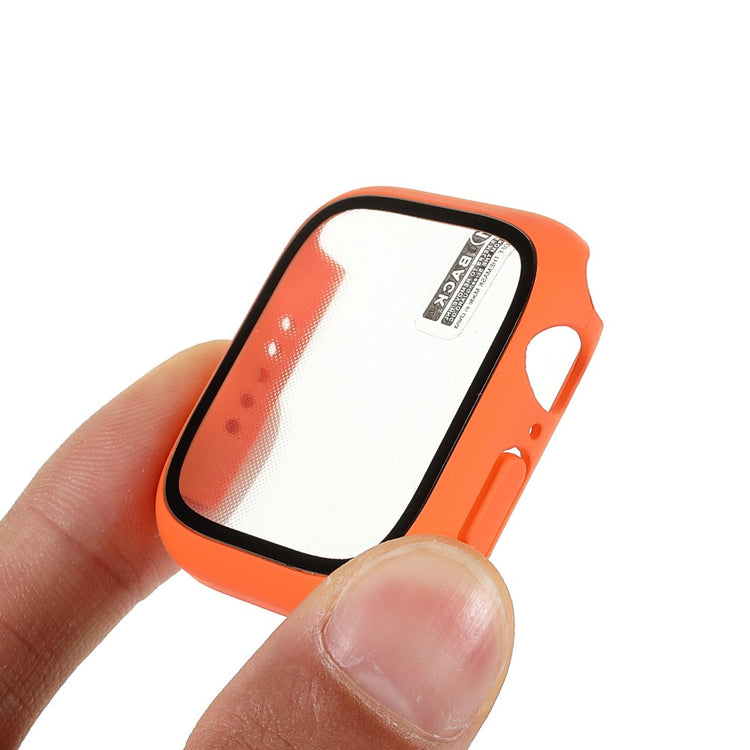 Rigtigt Fint Apple Watch Series 7 41mm Cover med Skærmbeskytter i Hærdet Glas - Orange#serie_9