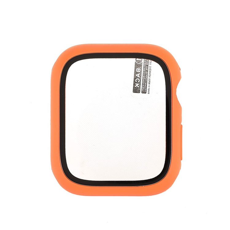 Rigtigt Fint Apple Watch Series 7 41mm Cover med Skærmbeskytter i Hærdet Glas - Orange#serie_9