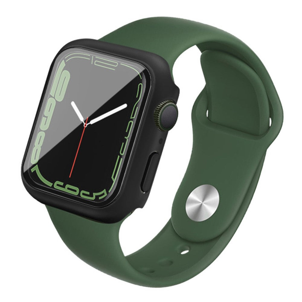 Beskyttende Apple Watch Series 7 41mm Cover med Skærmbeskytter i Plastik og Hærdet Glas - Gennemsigtig#serie_1