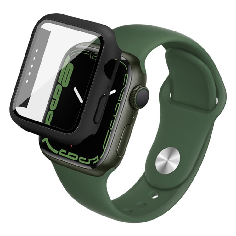 Beskyttende Apple Watch Series 7 41mm Cover med Skærmbeskytter i Plastik og Hærdet Glas - Gennemsigtig#serie_1