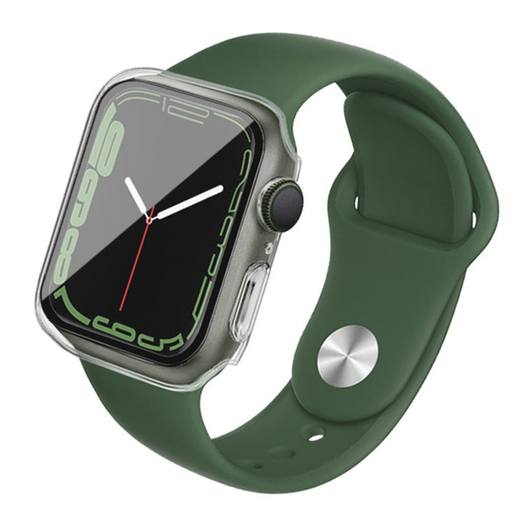 Beskyttende Apple Watch Series 7 41mm Cover med Skærmbeskytter i Plastik og Hærdet Glas - Gennemsigtig#serie_3