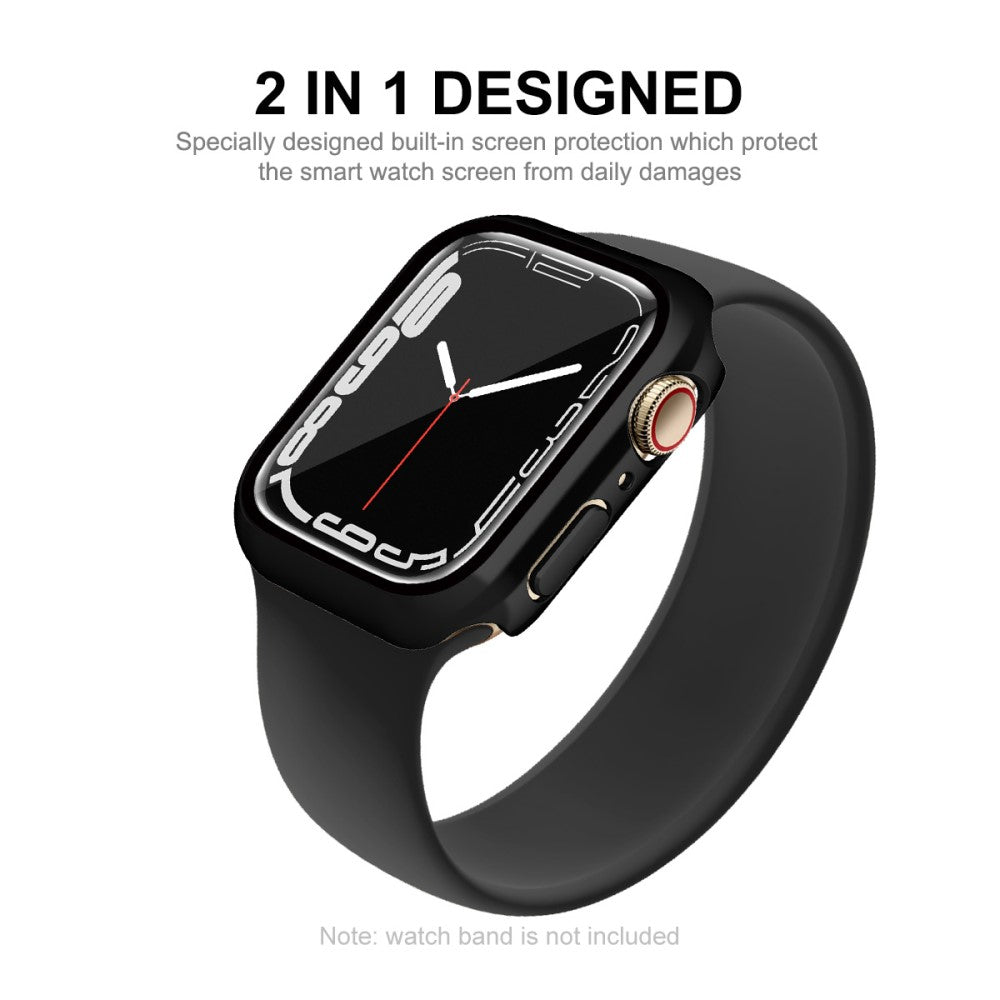 Godt Apple Watch Series 7 41mm Cover med Skærmbeskytter i Plastik og Hærdet Glas - Gennemsigtig#serie_1