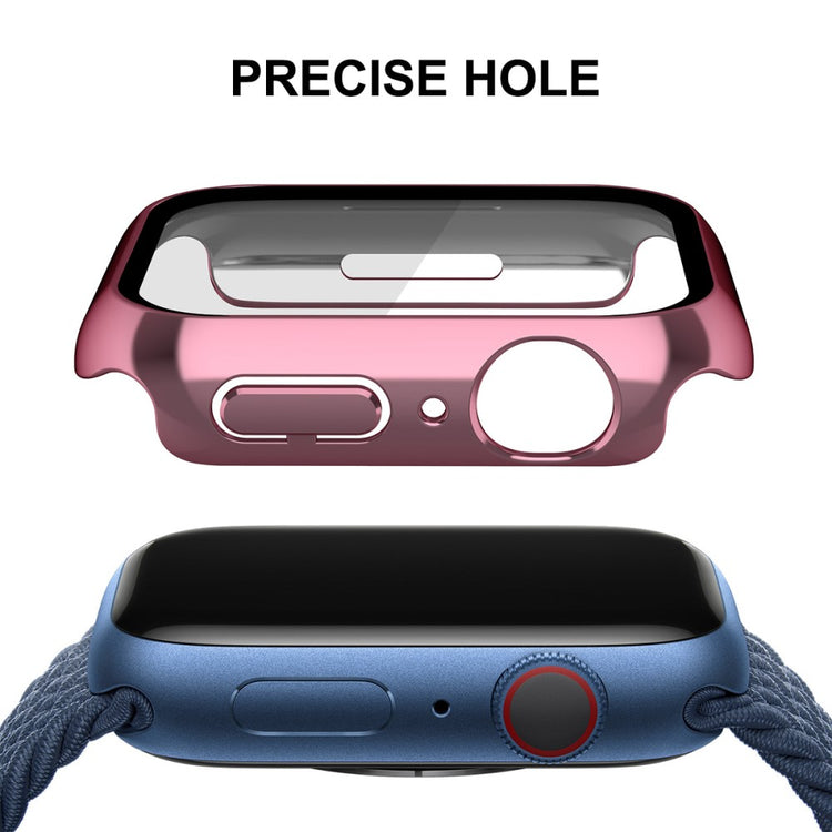 Godt Apple Watch Series 7 41mm Cover med Skærmbeskytter i Plastik og Hærdet Glas - Pink#serie_3