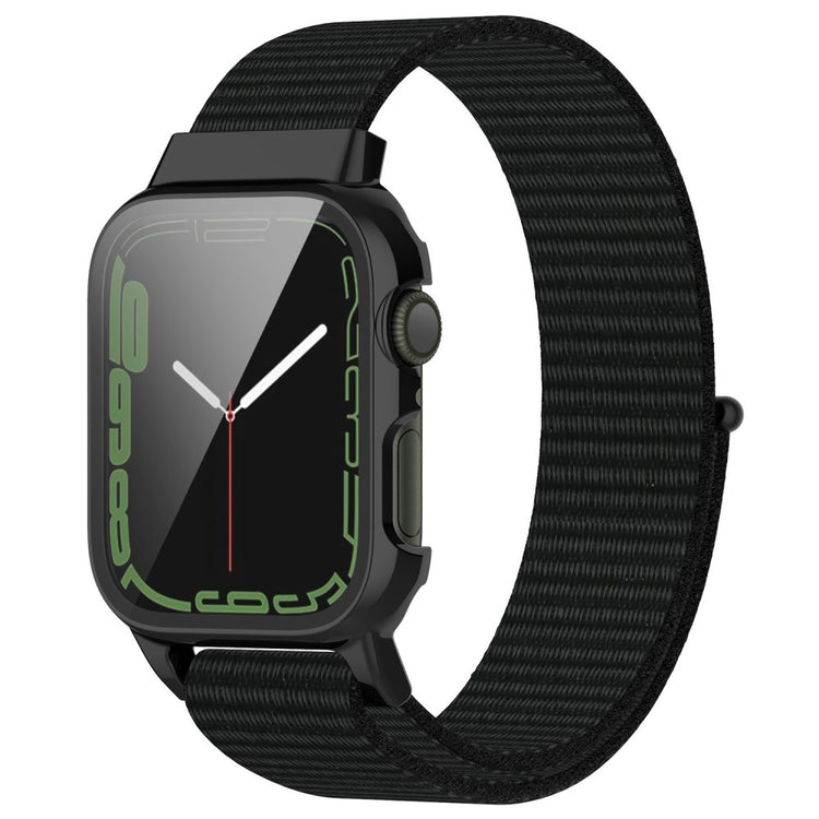 Vildt hårdfør Apple Watch Series 7 41mm Nylon og Glas Rem - Sort#serie_18