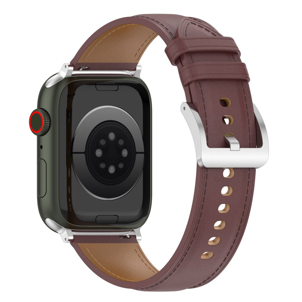 Rigtigt smuk Apple Watch Series 7 41mm Ægte læder Rem - Brun#serie_5