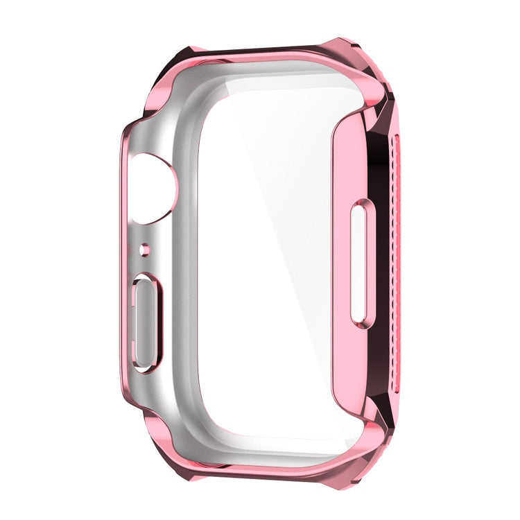 Vildt Flot Apple Watch Series 7 41mm Cover med Skærmbeskytter i Rhinsten og Hærdet Glas - Pink#serie_5