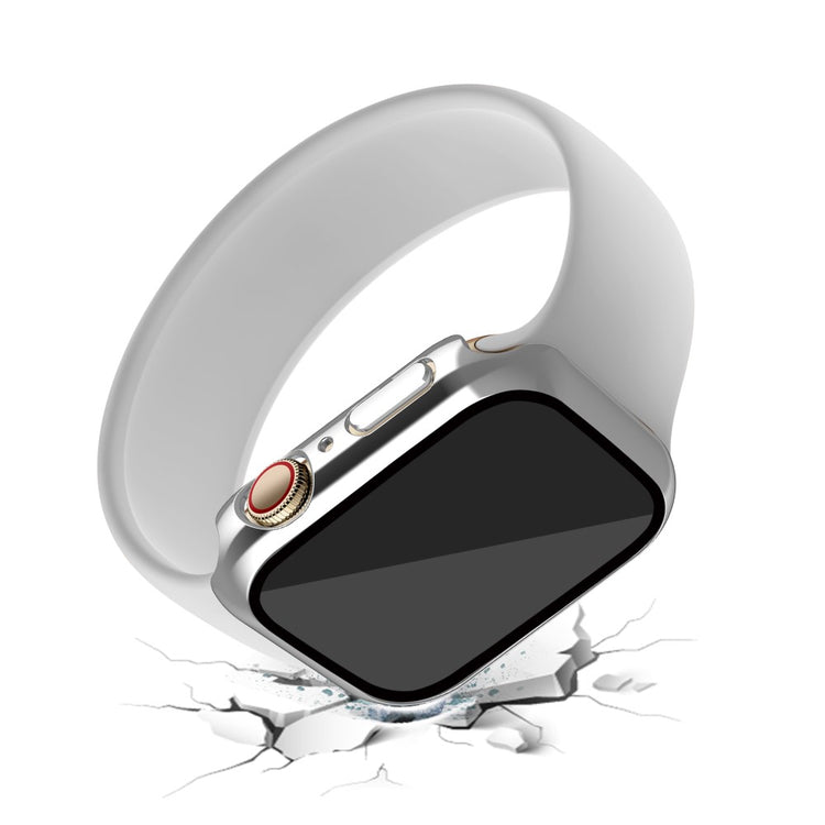 Mega Fed Apple Watch Series 7 41mm Cover med Skærmbeskytter i Plastik og Hærdet Glas - Sølv#serie_2